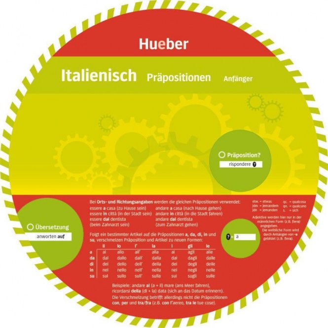 Wheel. Präpositionen Italienisch. Sprachdrehscheibe 