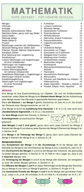 Leporello, Mathematik kurz gefasst 